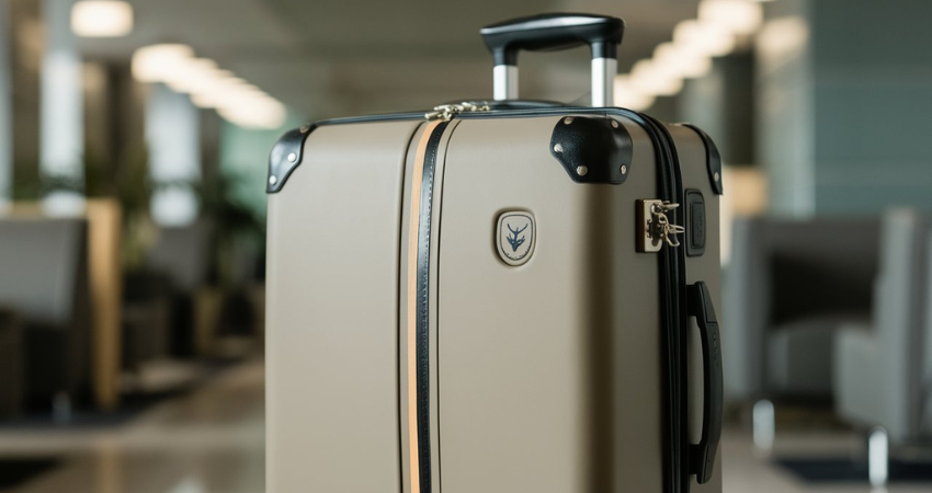 antler single stripe 55cm suitcase in taupe